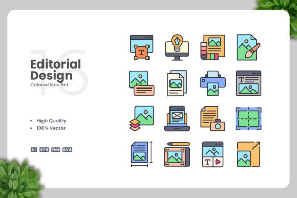 Download Editorial Design Colored Icons - Editorial design Collection