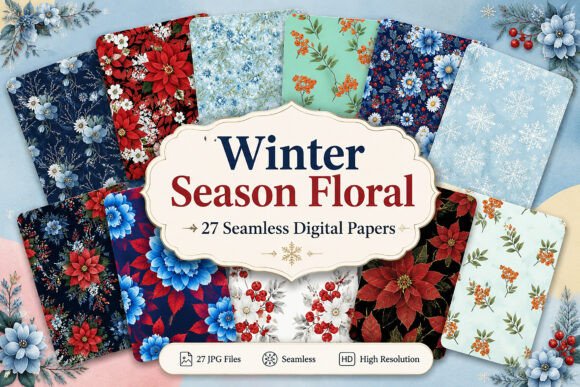 Download Winter Season Floral Digital Seamless - Premium Resources